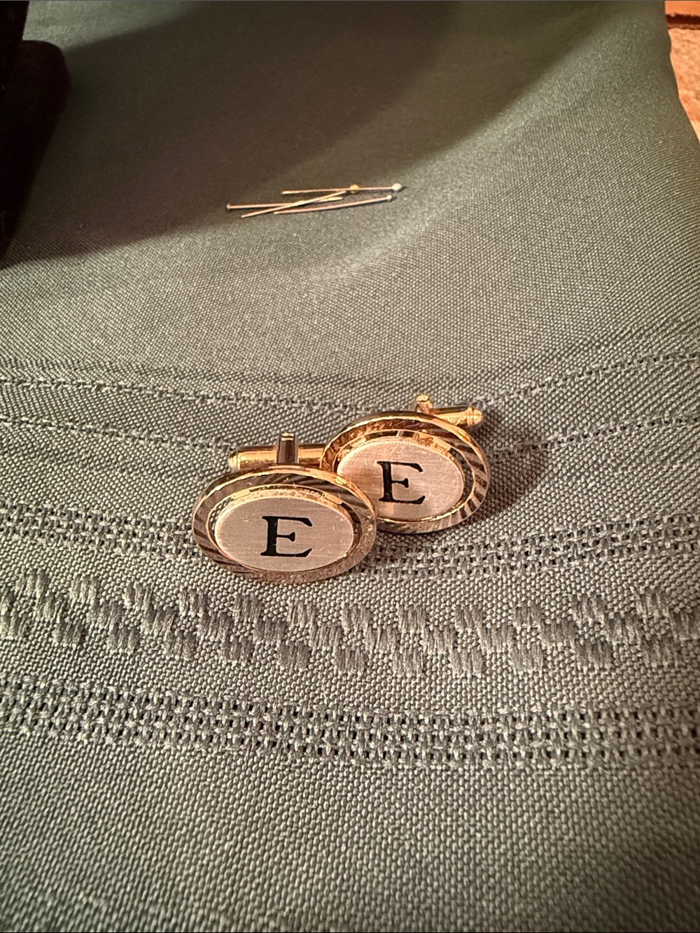 Monogram 'E' Gold-Tone Round Cufflinks